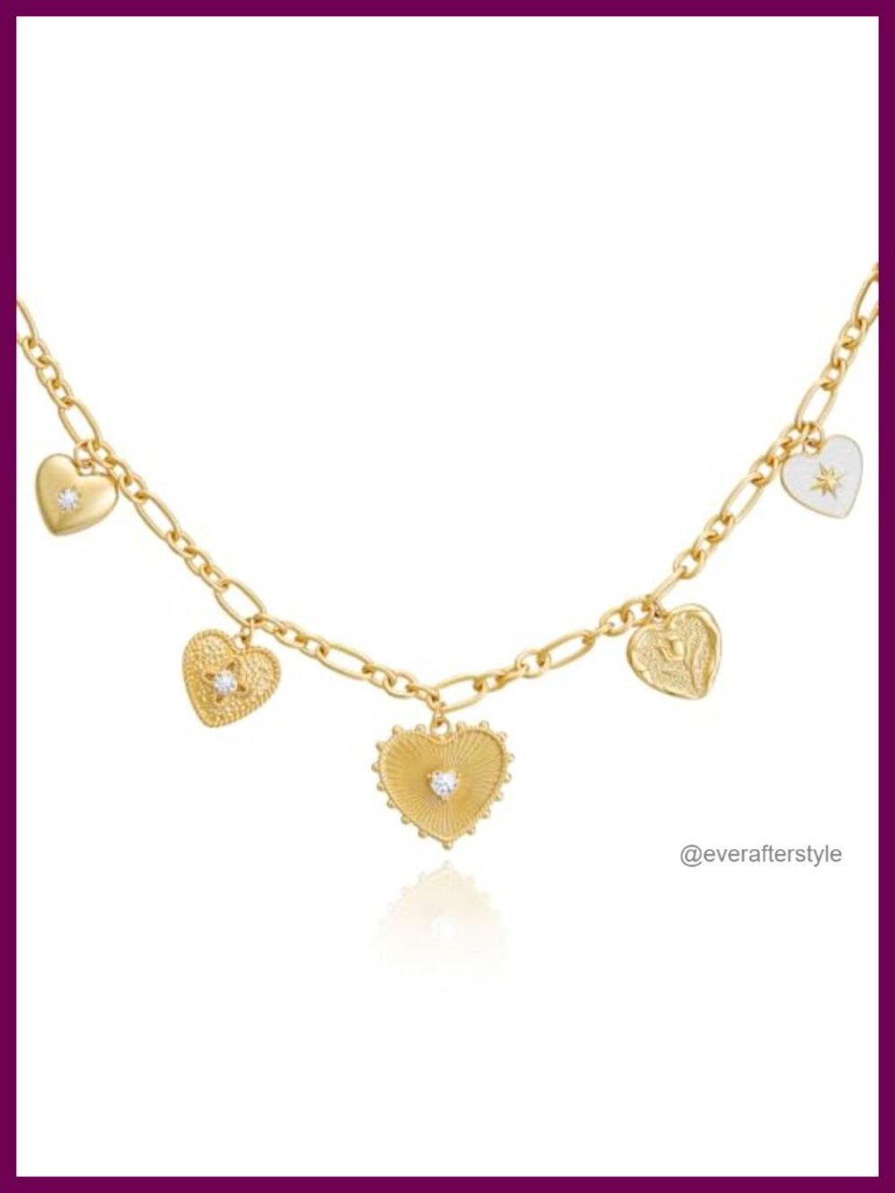 18K Gold Plated Chunky Charm Necklace with Sun Moon Horseshoe